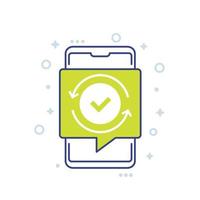 action completed icon with a phone vector