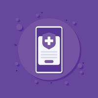 seguro médico en línea, vector de aplicación móvil