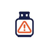 LPG tank, gas cylinder icon with warning sing vector