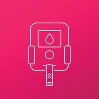 Glucose meter icon, thin line vector