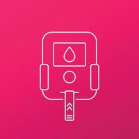 Glucose meter icon, thin line vector