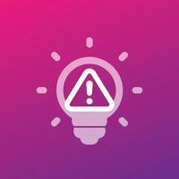 light bulb and warning vector icon