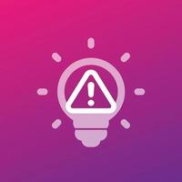 light bulb and warning vector icon