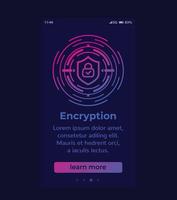 Encryption mobile banner design, vector