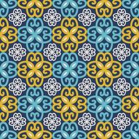 Ethnic colorful floral pattern. Colorful yellow-blue ethnic flower drawing shape seamless pattern background. Use for fabric, textile, interior decoration elements, upholstery, wrapping. vector