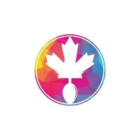 diseño de concepto de logotipo de comida canadiense. concepto de logotipo de restaurante de comida canadiense. icono de hoja y tenedor de arce vector