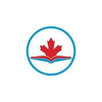 logotipo de educación canadiense. Estudia el diseño del logo de Canadá. diseño de logotipo de libro .maple libro vector