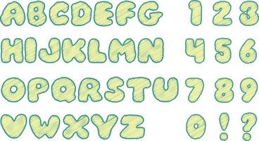 Doodle Sketch Alphabet and Number Design Set. vector