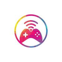 vector de plantilla de diseño de logotipo wifi de juego. combinación de joystick y logo wifi. gamepad y símbolo o icono de señal