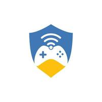 Game wifi logo design template vector. joystick and wifi logo combination. Gamepad and signal symbol or icon vector