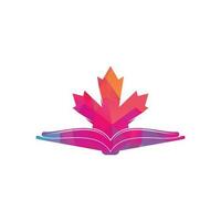 logotipo de educación canadiense. Estudia el diseño del logo de Canadá. diseño de logotipo de libro .maple libro vector