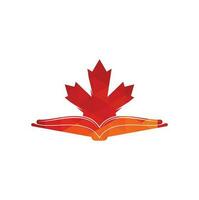 logotipo de educación canadiense. Estudia el diseño del logo de Canadá. diseño de logotipo de libro .maple libro vector