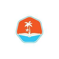 Book and palm tree logo design template. Book with palm tree logo design symbol vector template.