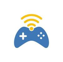 vector de plantilla de diseño de logotipo wifi de juego. combinación de joystick y logo wifi. gamepad y símbolo o icono de señal