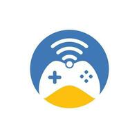 vector de plantilla de diseño de logotipo wifi de juego. combinación de joystick y logo wifi. gamepad y símbolo o icono de señal