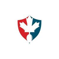 diseño de concepto de logotipo de comida canadiense. concepto de logotipo de restaurante de comida canadiense. icono de hoja y tenedor de arce vector