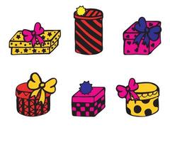 doodle set of colorful gift boxes vector