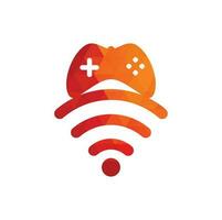 vector de plantilla de diseño de logotipo wifi de juego. combinación de joystick y logo wifi. gamepad y símbolo o icono de señal