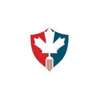 diseño de concepto de logotipo de comida canadiense. concepto de logotipo de restaurante de comida canadiense. icono de hoja y tenedor de arce vector