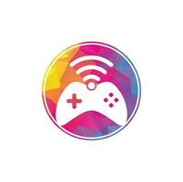 vector de plantilla de diseño de logotipo wifi de juego. combinación de joystick y logo wifi. gamepad y símbolo o icono de señal