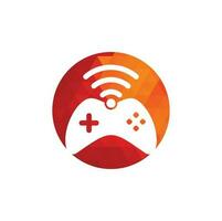 Game wifi logo design template vector. joystick and wifi logo combination. Gamepad and signal symbol or icon vector