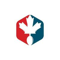 diseño de concepto de logotipo de comida canadiense. concepto de logotipo de restaurante de comida canadiense. icono de hoja y tenedor de arce vector