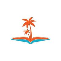 Book and palm tree logo design template. Book with palm tree logo design symbol vector template.