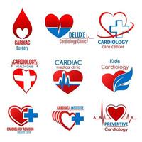 Cardiology medicine and cardiac surgery symbol vector