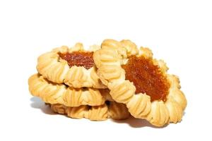 traditional jam cookies on white background photo