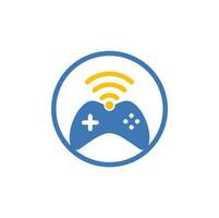 vector de plantilla de diseño de logotipo wifi de juego. combinación de joystick y logo wifi. gamepad y símbolo o icono de señal