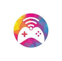 vector de plantilla de diseño de logotipo wifi de juego. combinación de joystick y logo wifi. gamepad y símbolo o icono de señal