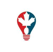 Canadian food bulb shape concept logo concept design. Canadian food restaurant logo concept. Maple leaf and fork icon vector