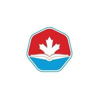 logotipo de educación canadiense. Estudia el diseño del logo de Canadá. diseño de logotipo de libro .maple libro vector