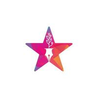 Tech Pen star shape concept Logo design. Tech pen with tech tree logo design template. vector