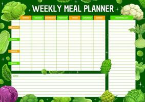 planificador semanal de comidas con verduras de col vector