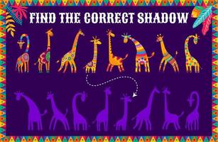 Find the correct shadow of african giraffes vector