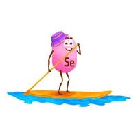 Cartoon selenium micronutrient on sup board, Se vector