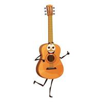 personaje de guitarra acústica de dibujos animados, instrumento vector
