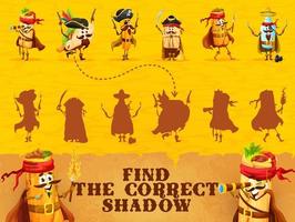 Find the correct shadow of mexican food pirates vector