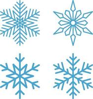 Set of blue snowflakes on transparent background vector