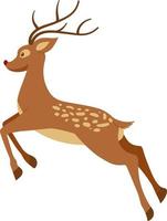 Jumping Christmas deer in cartoon style flat isolated vector