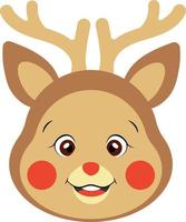 bozal, cara de ciervo bebé de Navidad en estilo de dibujos animados aislado vector