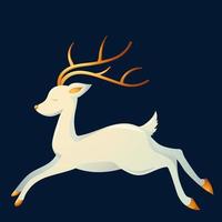 White deer with golden horns and hooves on dark background vector