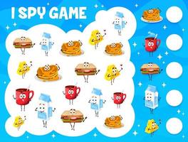 I spy game with breakfast food and dairy character vector