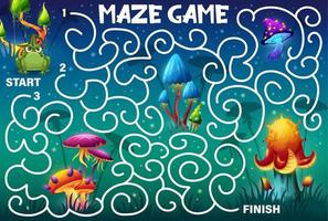 Labyrinth maze game, help find the magic mushroom vector