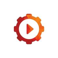 Gear Media Logo. Abstract Vector Gear Media Technology Icon.