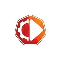 Gear Media Logo. Abstract Vector Gear Media Technology Icon.