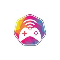 vector de plantilla de diseño de logotipo wifi de juego. combinación de joystick y logo wifi. gamepad y símbolo o icono de señal