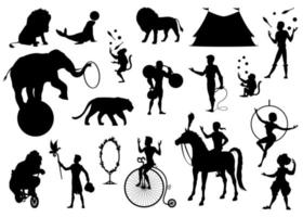 Circus or chapiteau black silhouettes vector