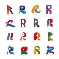 Alphabet letter R font icon, business card design vector